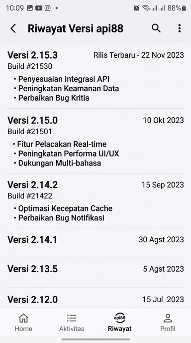 Riwayat Versi apk api88 untuk Android Anda