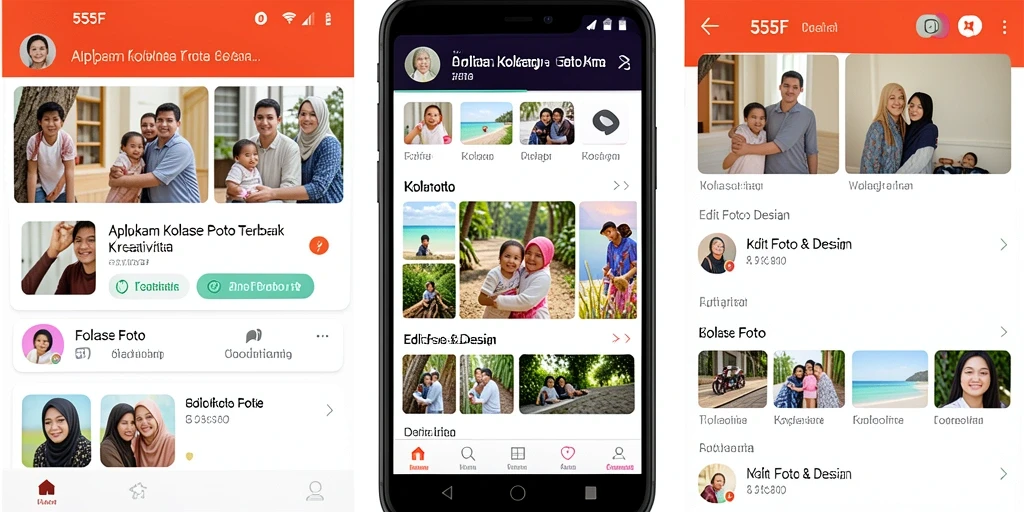 Visual antarmuka aplikasi Kolase Foto 555F yang menarik dan fungsional.