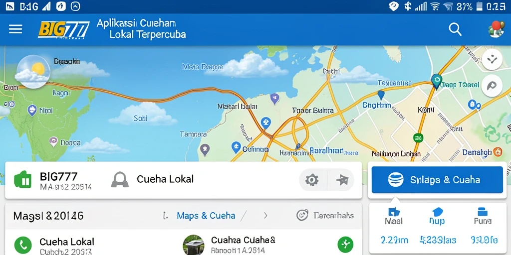 Tampilan utama aplikasi BIG777 menampilkan informasi cuaca lokal secara jelas.