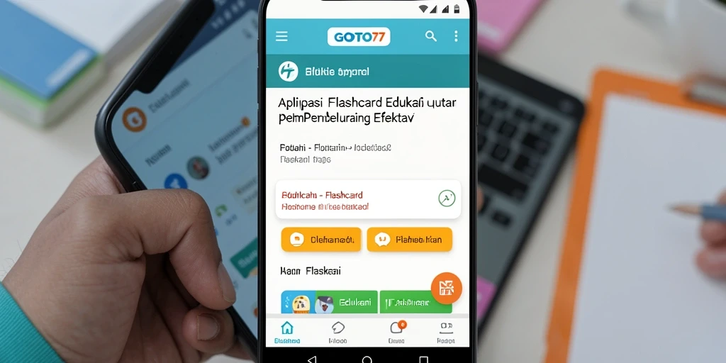 Tampilan antarmuka aplikasi GOTO77 untuk pembelajaran menggunakan Flashcard.