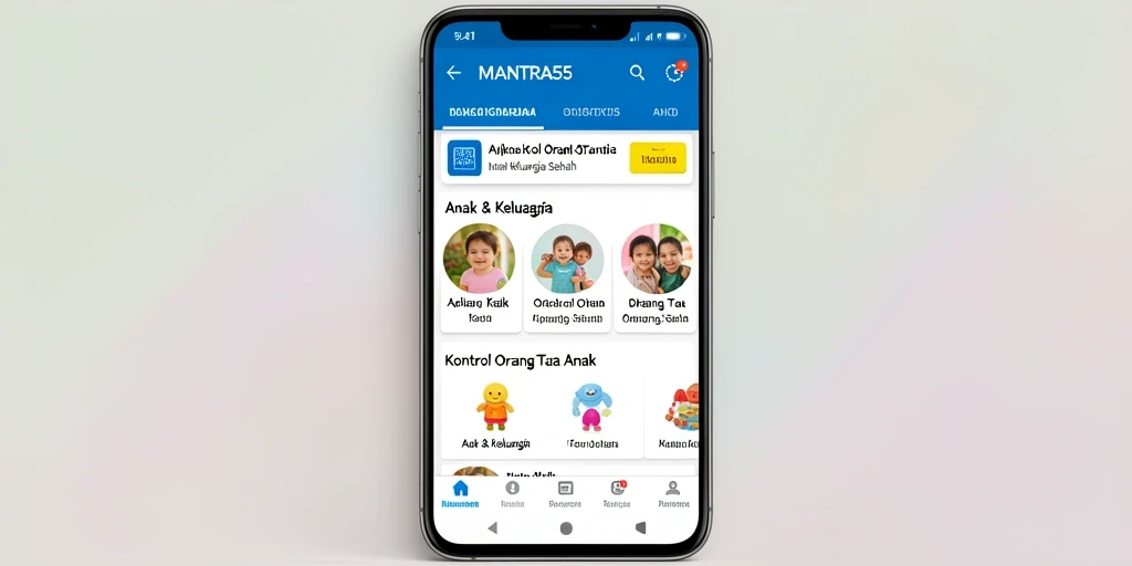 Tampilan antarmuka MANTRA55 dengan fitur kontrol orang tua yang intuitif.