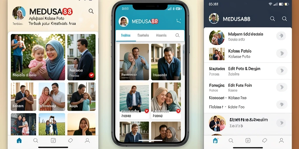 Antarmuka MEDUSA88 yang user-friendly dengan berbagai pilihan kolase foto.