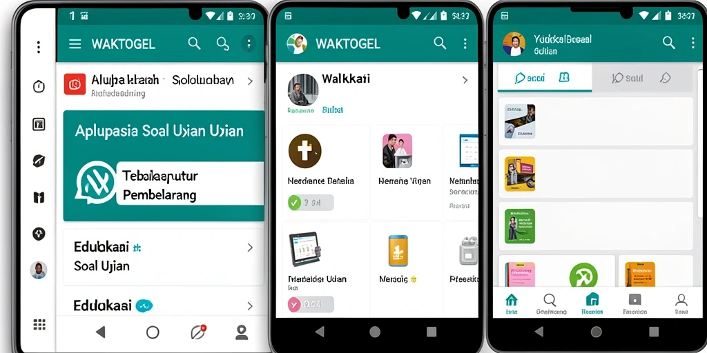 Antarmuka WAKTOGEL dengan soal ujian yang menarik.